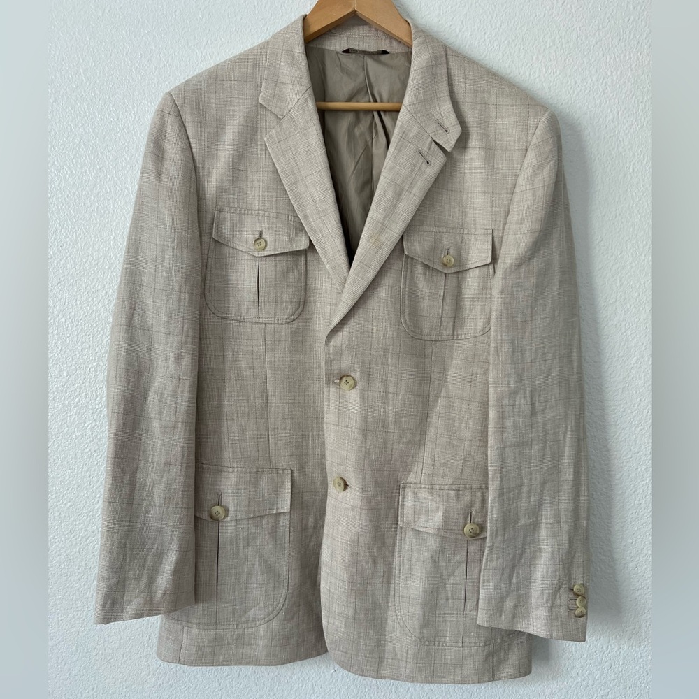 Perry Ellis Cream Tan Sport Coat Lightweight Relaxed Fit